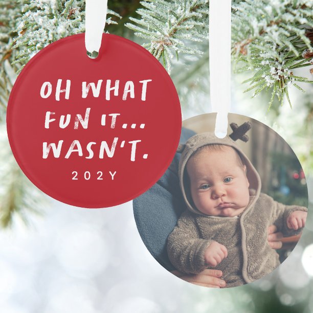 Funny snarky red Christmas photo Ornament