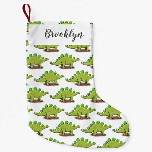 Funny stegosaurus dinosaur cartoon small christmas stocking