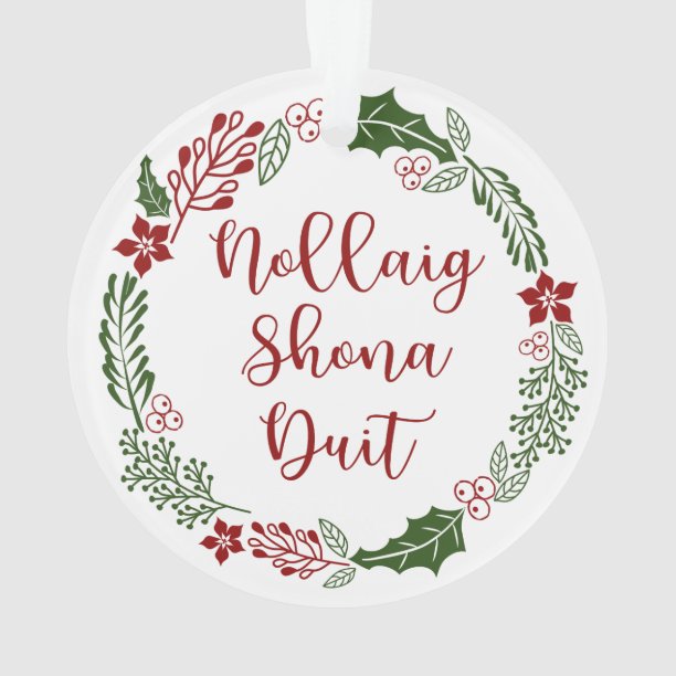 Gaelic Merry Christmas Wreath, Nollaig shona duit Ornament