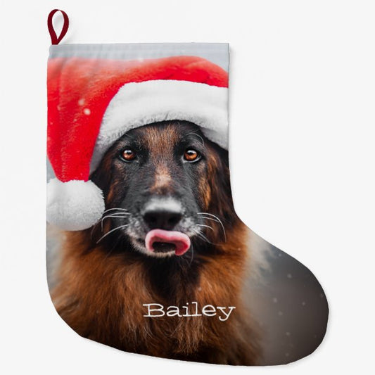 German Shepherd Santa Christmas Stocking