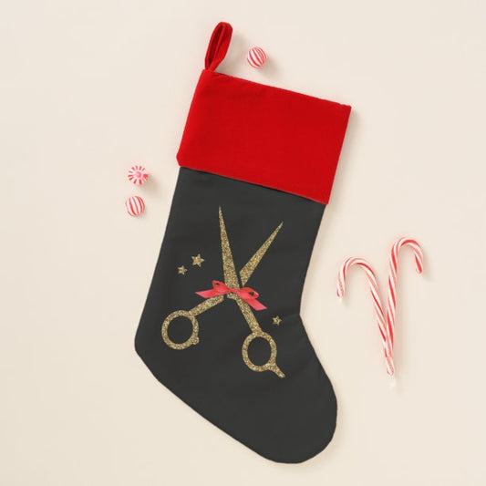 Golden glitter scissors - Hair dresser stylist Christmas Stocking