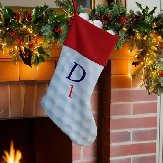 Golfer Monogram Golf Ball Sport Christmas Stocking
