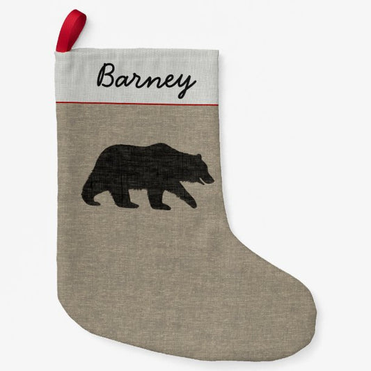 Grizzly Bear Silhouette Wilderness Camping Custom Small Christmas Stocking