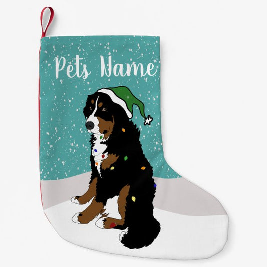 Holiday Christmas Bernese Mountain Dog Small Chris Stocking