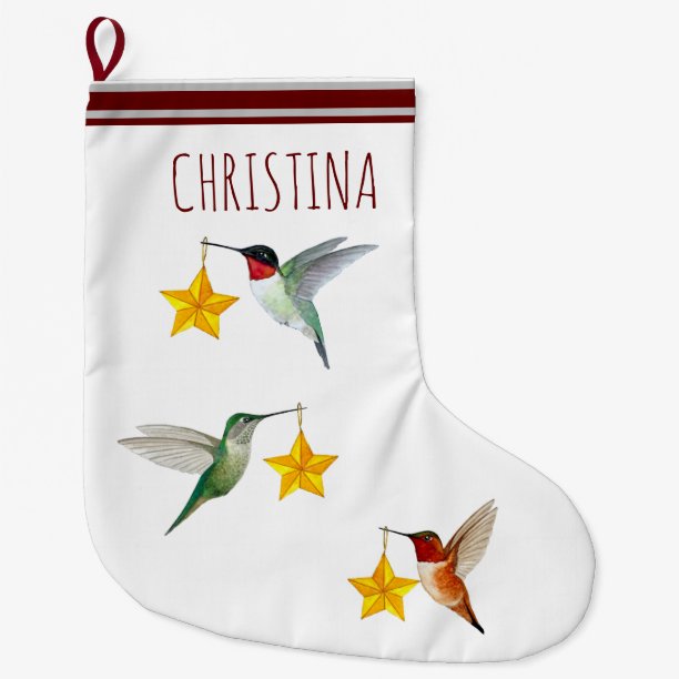 Hummingbirds large christmas stocking