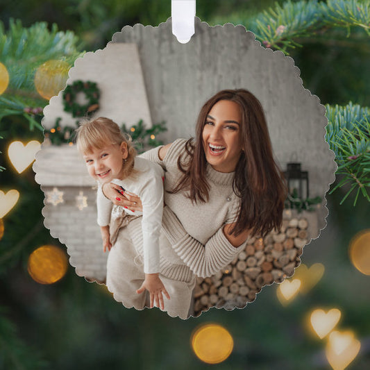 Merry and Bright Modern Stylish Christmas Photo Ornament Card