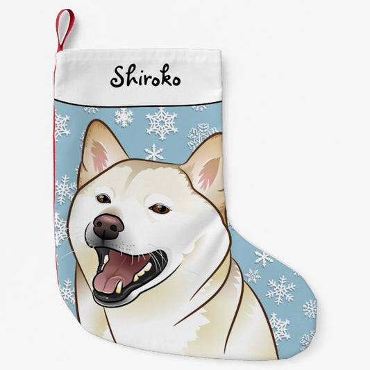 Merry Christmas Cream Shiba Inu Stocking