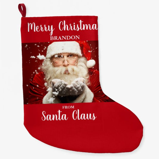 Merry Christmas From Santa Claus ADD NAME Large Christmas Stocking