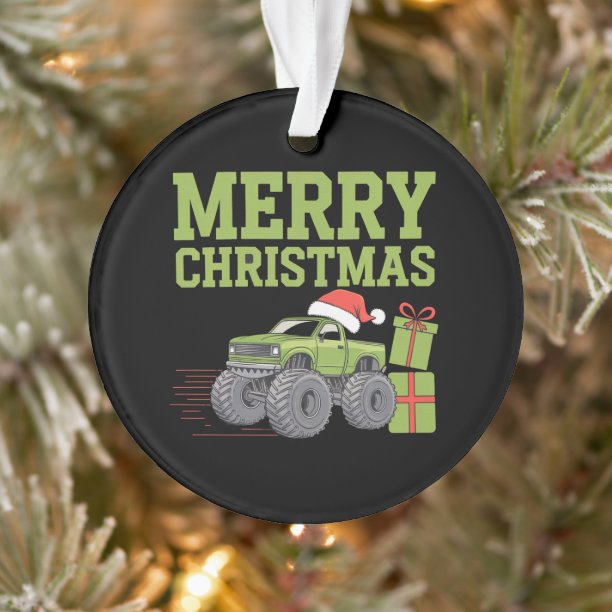 Merry Christmas Monster Truck Toddler Boys Xmas Ornament