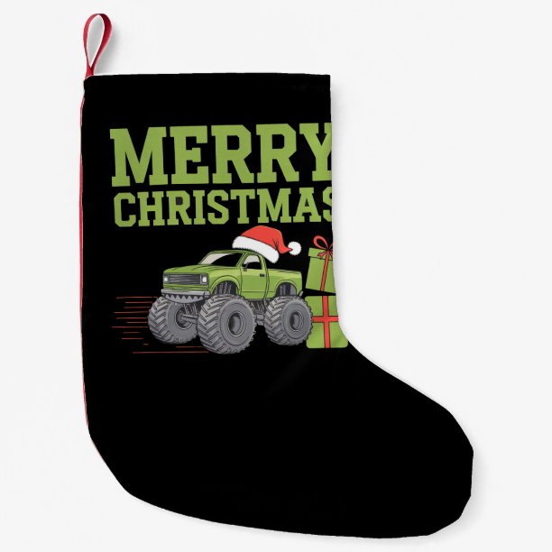 Merry Christmas Monster Truck Toddler Boys Xmas Small Christmas Stocking