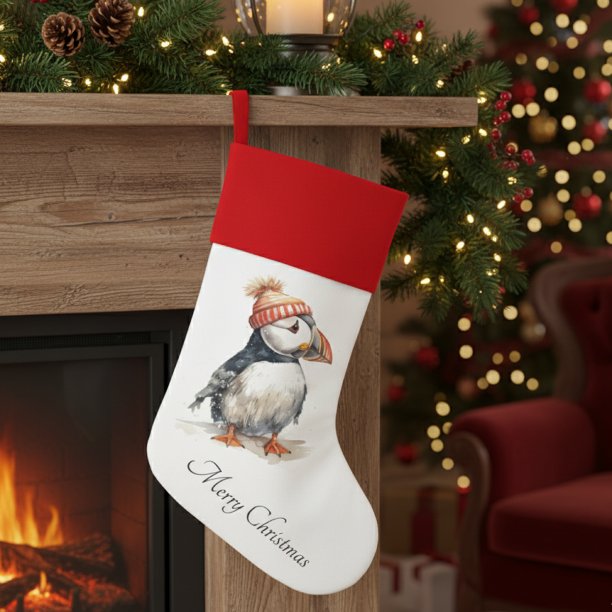Merry Puffin Christmas Stocking
