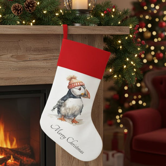 Merry Puffin Christmas Stocking