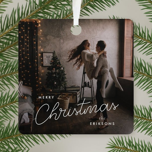 Metal Ornament Trendy Couple Christmas Photo