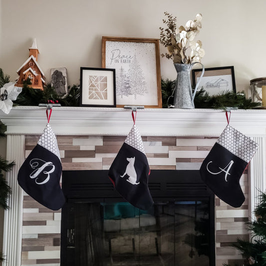 Modern Farmhouse Classic Monogram Small Christmas Stocking