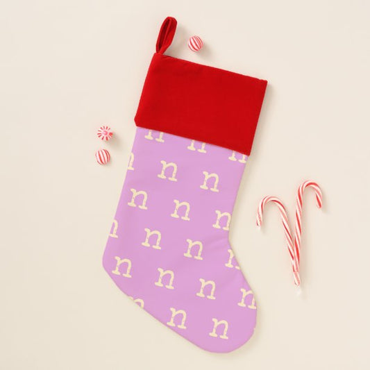 Modern Monogram Initial Typewriter Lavender Custom Christmas Stocking