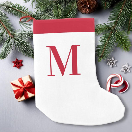 Monogram Red and White Personalized Small Christmas Stocking