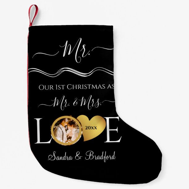 Mr. 1st Christmas as Mr Mrs Newlyweds Holiday Small Christmas Stocking