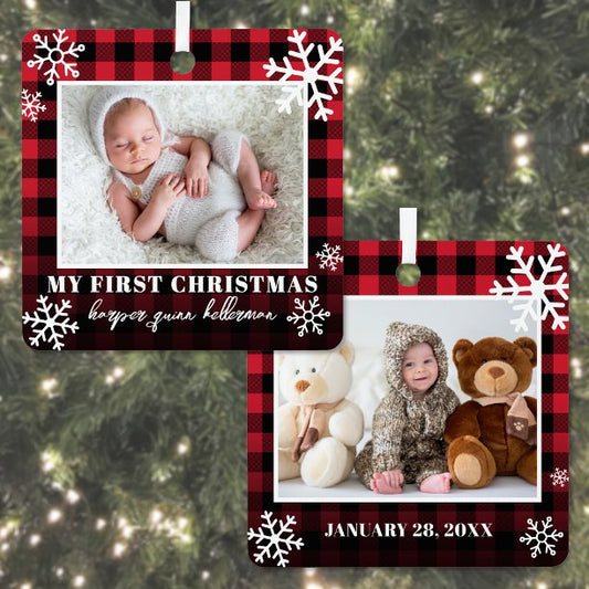 My First Christmas Baby Photo Metal Ornament