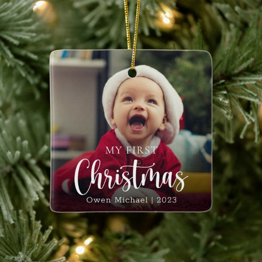 My First Christmas Photo New Baby Ceramic Ornament