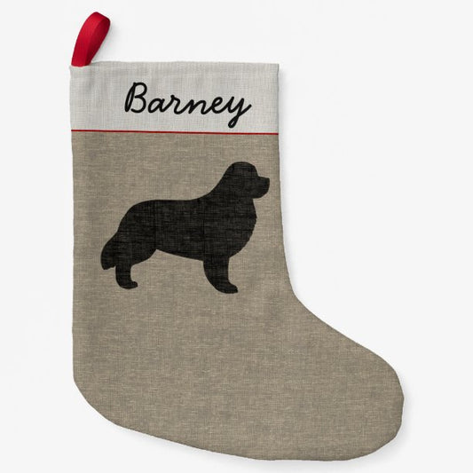 Newfoundland Dog Silhouette Newf Personalized Small Christmas Stocking