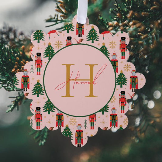 Nutcracker Cute Pink Christmas Wrapping Paper Ornament Card