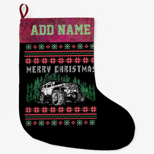 Offroad Vehicle Ugly Christmas Sweater Large Christmas Stocking