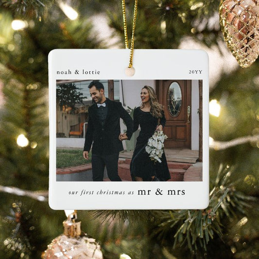 Our 1st Christmas as Mr & Mrs Photo Keepsake Ceramic Ornament