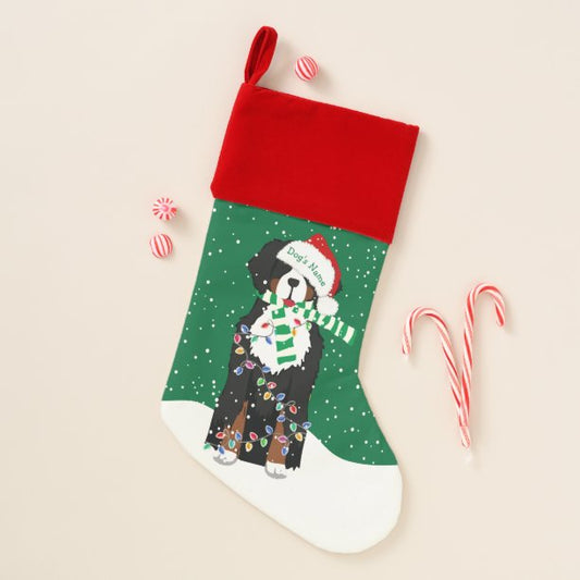 Personalized Christmas Bernese Mt Holiday Dog Stocking