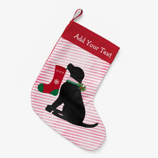 Personalized Christmas Black Lab Preppy Dog Small Christmas Stocking