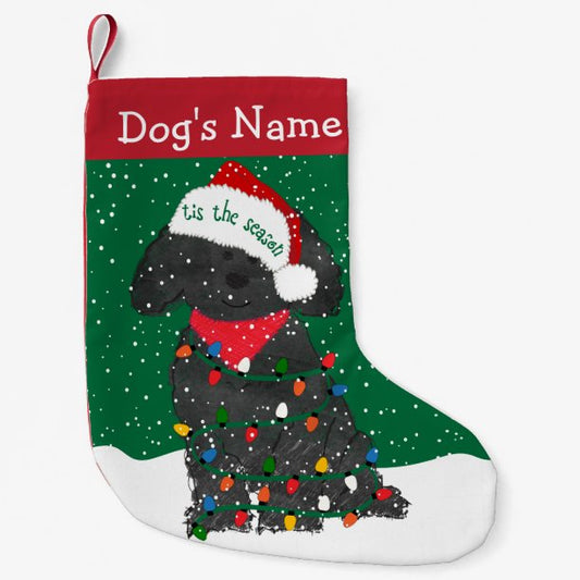 Personalized Christmas Lights Labradoodle Small Christmas Stocking