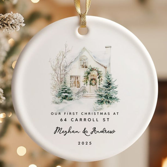 Personalized Christmas New Home Ceramic Ornament