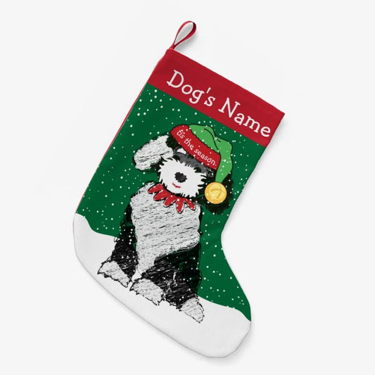 Personalized Christmas Sheepadoodle Elf Small Christmas Stocking