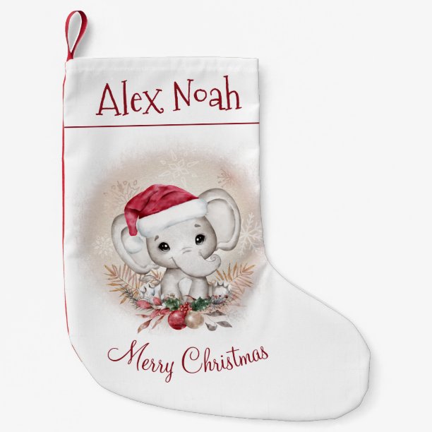 Personalized Cute Elephant Christmas Stocking