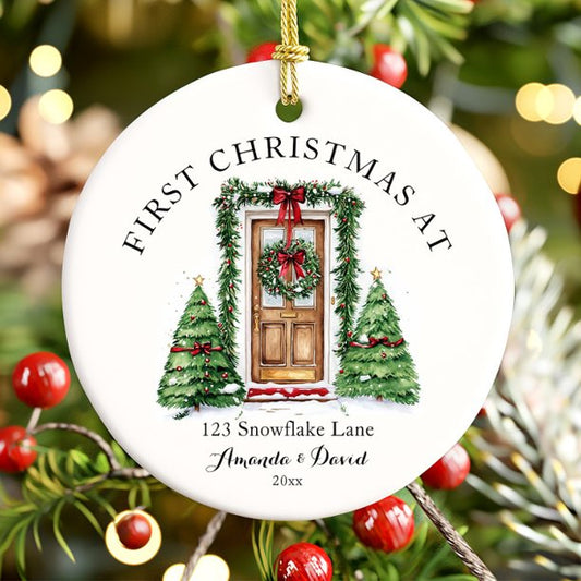 Personalized First Christmas At Our New Home Ceramic Ornament