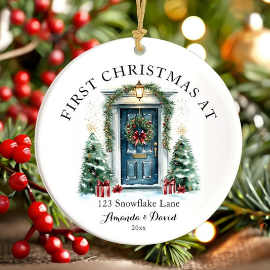 Personalized First Christmas At Our New Home Ceramic Ornament