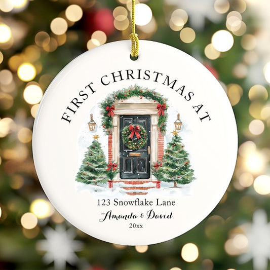 Personalized First Christmas At Our New Home Ceramic Ornament