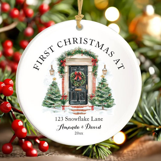 Personalized First Christmas At Our New Home Ceramic Ornament