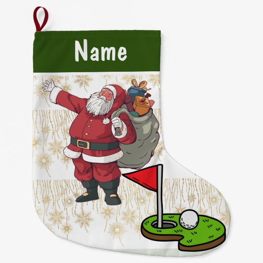Personalized Golf Christmas Gifts with Santa Claus Large Christmas Stocking