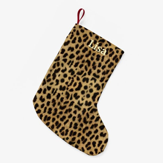 Personalized Leopard Print Christmas Stocking