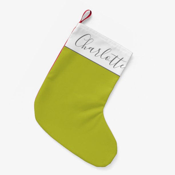 Personalized Name Christmas Modern Retro Green Small Christmas Stocking