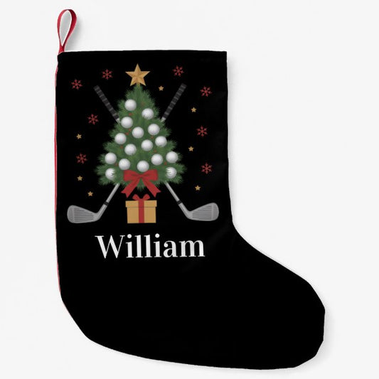Personalized Name Golf Tree Equipment Christmas Small Christmas Stocking