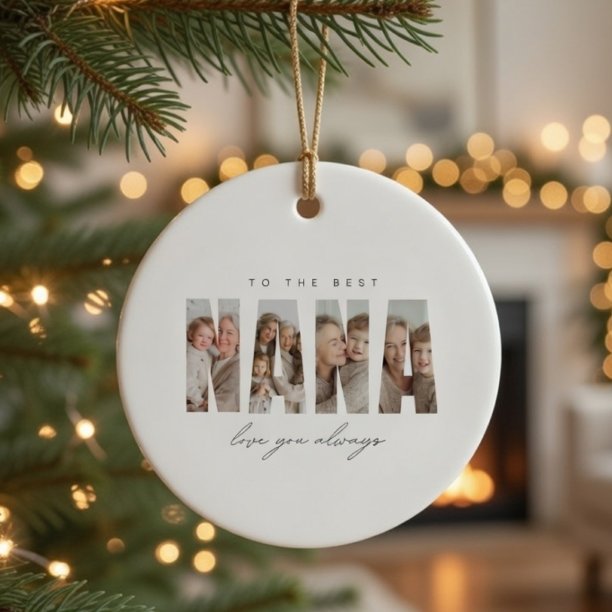 Personalized NANA Photo Christmas Custom Ceramic Ornament