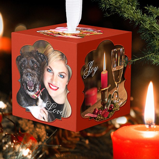 Personalized Photo Cube Christmas Ornament