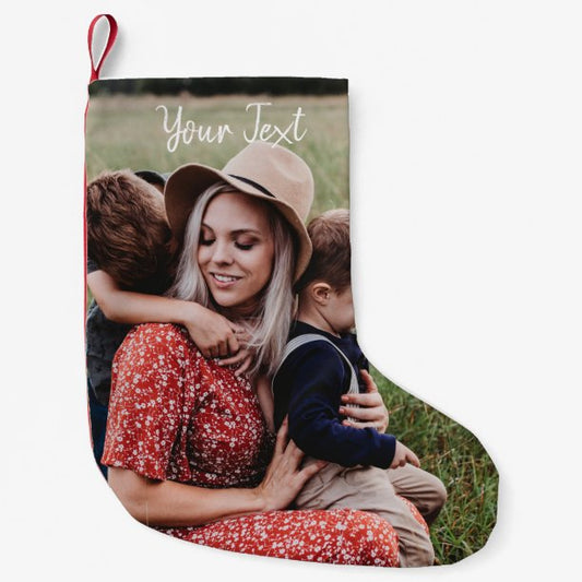Personalized Photo & Custom Text Template Small Christmas Stocking