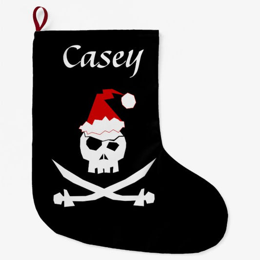 Personalized Pirate Santa Large Christmas Stocking