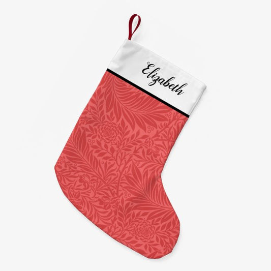 Personalized Red Floral Pattern Small Christmas Stocking