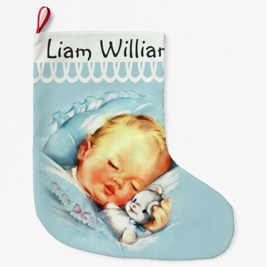 Personalized Sleeping Baby Double-sided Large Christmas Stocking
