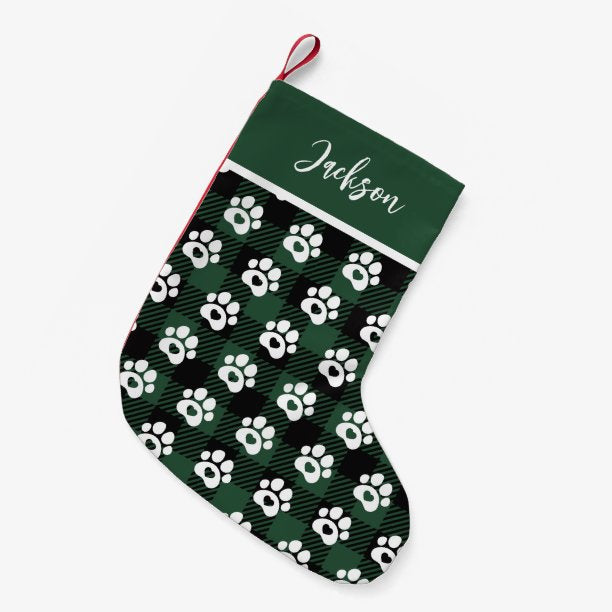 Pet Dog Gingham Christmas Stocking