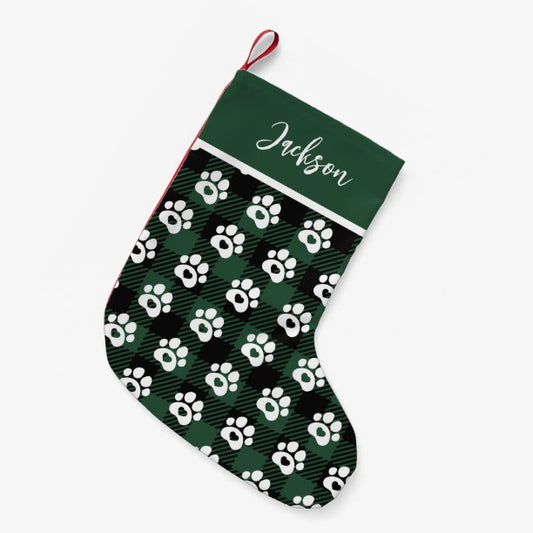 Pet Dog Gingham Christmas Stocking