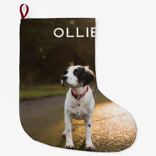 Pet's First Christmas Photo Large Christmas Stocki Stocking